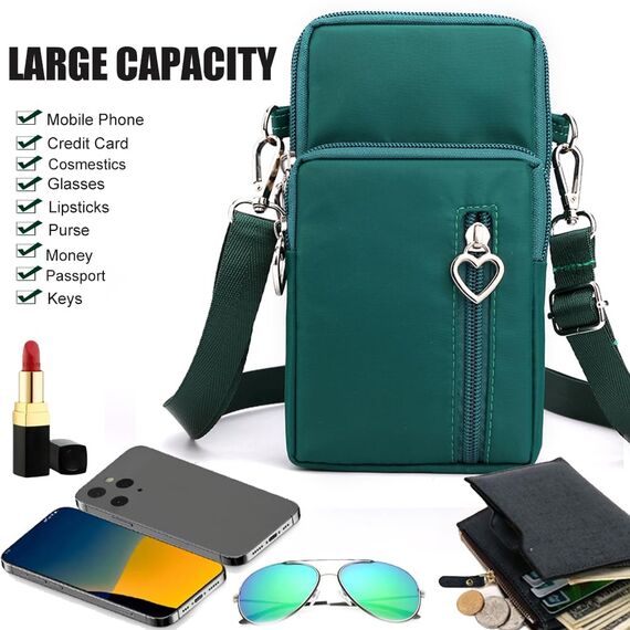 DuoLmi Umhängetaschen für Frauen, wasserdichte Handytasche, Nylon-Handgelenktasche, Reißverschluss, Handytasche, Handtasche, Armband, Umhängetasche, Samsung Galaxy S23, S22…