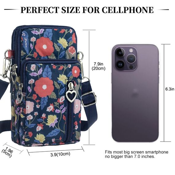 DuoLmi Umhängetasche Damen Klein, Crossbody Tasche für Damen, Nylon Handy Mini-Tasche Kleine Schultertasche Multifunktionale Handytasche, Handytasche zum Umhängen Damen