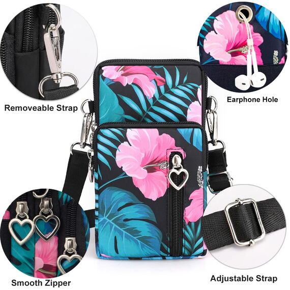 DuoLmi Umhängetasche Damen Klein, Crossbody Tasche für Damen, Nylon Handy Mini-Tasche Kleine Schultertasche Multifunktionale Handytasche, Handytasche zum Umhängen Damen