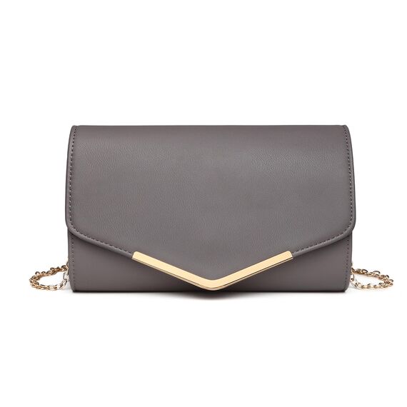 Miss Lulu Damen Umschlag Clutch Elegant Abendtasche Brauttasche Umschlag Clutch Tasche Handtasche mit Kette für Hochzeit Party Prom Grau