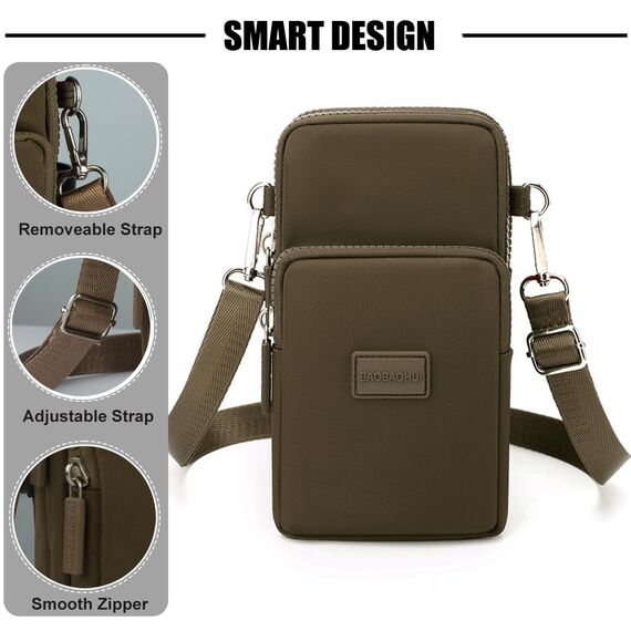 DuoLmi Umhängetasche Damen Klein, Crossbody Tasche für Damen, Nylon Handy Mini-Tasche Kleine Schultertasche Multifunktionale Handytasche, Handytasche zum Umhängen Damen