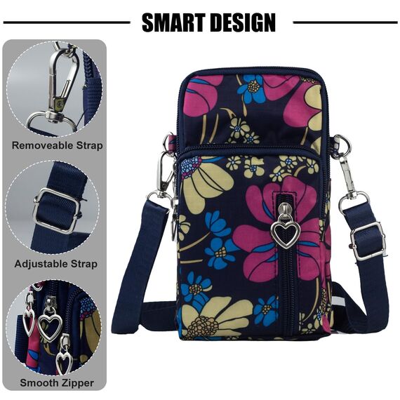 DuoLmi Umhängetasche Damen Klein, Crossbody Tasche für Damen, Nylon Handy Mini-Tasche Kleine Schultertasche Multifunktionale Handytasche, Handytasche zum Umhängen Damen