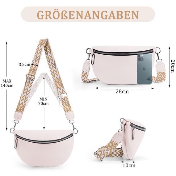 GSenhui Bauchtasche Damen Groß Umhängetasche Frauen Crossbody Bag Veganes Leder Gürteltasche Klein Handtasche für Reisen Wandern