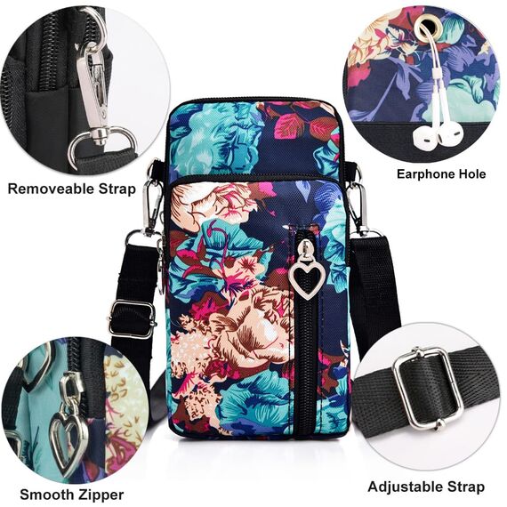 DuoLmi Umhängetasche Damen Klein, Crossbody Tasche für Damen, Nylon Handy Mini-Tasche Kleine Schultertasche Multifunktionale Handytasche, Handytasche zum Umhängen Damen