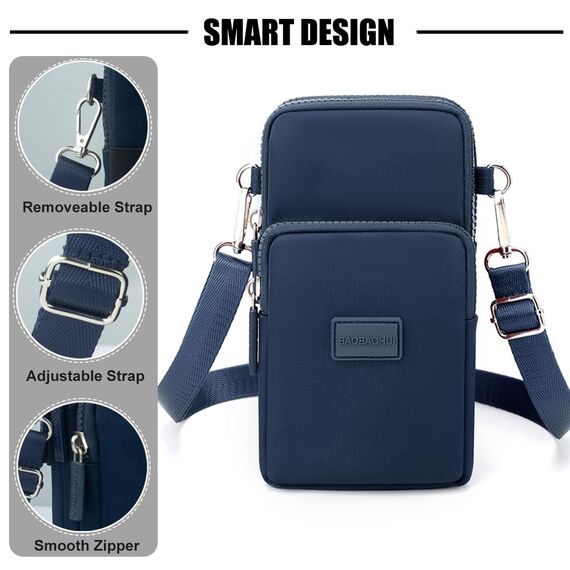 DuoLmi Umhängetasche Damen Klein, Crossbody Tasche für Damen, Nylon Handy Mini-Tasche Kleine Schultertasche Multifunktionale Handytasche, Handytasche zum Umhängen Damen