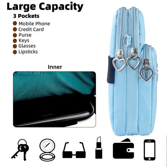 DuoLmi Umhängetasche Klein, Crossbody Tasche für Damen, Nylon Handy Mini-Tasche Kleine Schultertasche Multifunktionale Handytasche, Handytasche zum Umhängen