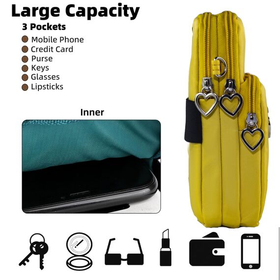 DuoLmi Umhängetasche Damen Klein, Crossbody Tasche für Damen, Nylon Handy Mini-Tasche Kleine Schultertasche Multifunktionale Handytasche, Handytasche zum Umhängen Damen