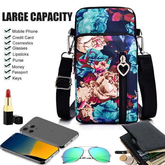 DuoLmi Umhängetasche Damen Klein, Crossbody Tasche für Damen, Nylon Handy Mini-Tasche Kleine Schultertasche Multifunktionale Handytasche, Handytasche zum Umhängen Damen