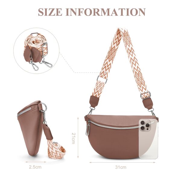 GSenhui Bauchtasche Damen Groß Umhängetasche Frauen Crossbody Bag Breiter Gurt Gürteltasche Klein Handtasche für Reisen Wandern