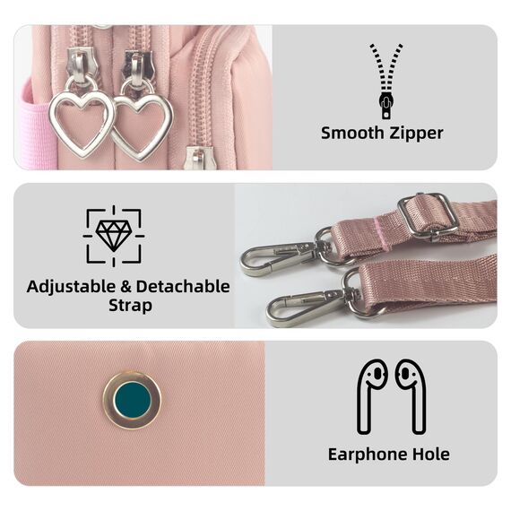 DuoLmi Umhängetasche Damen Klein, Crossbody Tasche für Damen, Nylon Handy Mini-Tasche Kleine Schultertasche Multifunktionale Handytasche, Handytasche zum Umhängen Damen