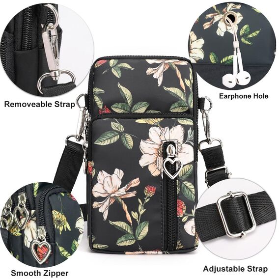 DuoLmi Umhängetaschen für Frauen, wasserdichte Handytasche, Nylon-Handgelenktasche, Reißverschluss, Handytasche, Handtasche, Armband, Umhängetasche, Samsung Galaxy S23, S22…