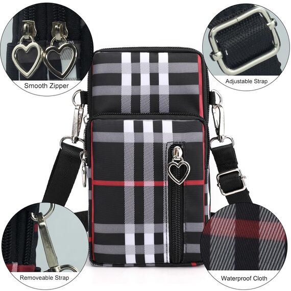 DuoLmi Umhängetasche Damen Klein, Crossbody Tasche für Damen, Nylon Handy Mini-Tasche Kleine Schultertasche Multifunktionale Handytasche, Handytasche zum Umhängen Damen