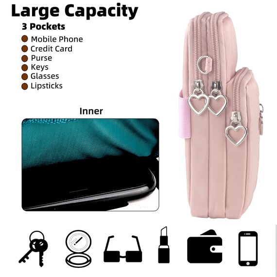 DuoLmi Umhängetasche Damen Klein, Crossbody Tasche für Damen, Nylon Handy Mini-Tasche Kleine Schultertasche Multifunktionale Handytasche, Handytasche zum Umhängen Damen