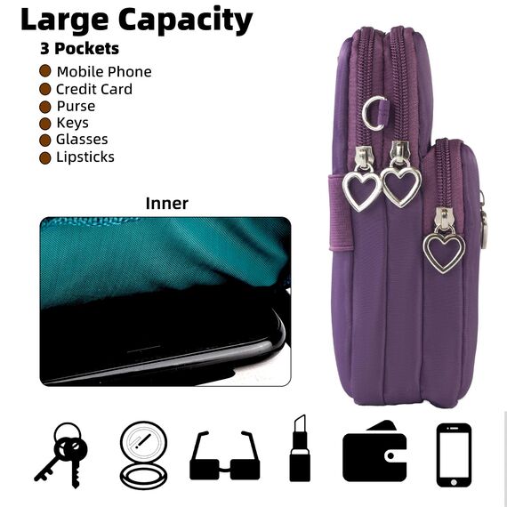 DuoLmi Umhängetasche Damen Klein, Crossbody Tasche für Damen, Nylon Handy Mini-Tasche Kleine Schultertasche Multifunktionale Handytasche, Handytasche zum Umhängen Damen