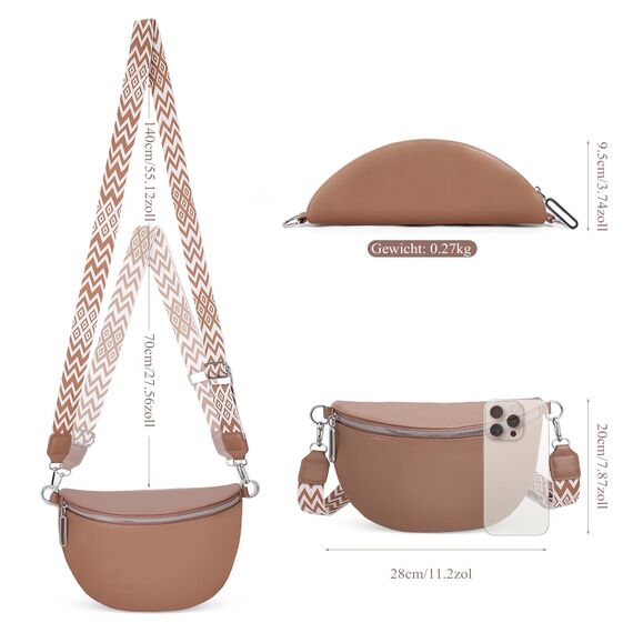 GSenhui Bauchtasche Damen Groß Umhängetasche Frauen Crossbody Bag Veganes Leder Gürteltasche Klein Handtasche für Reisen Wandern