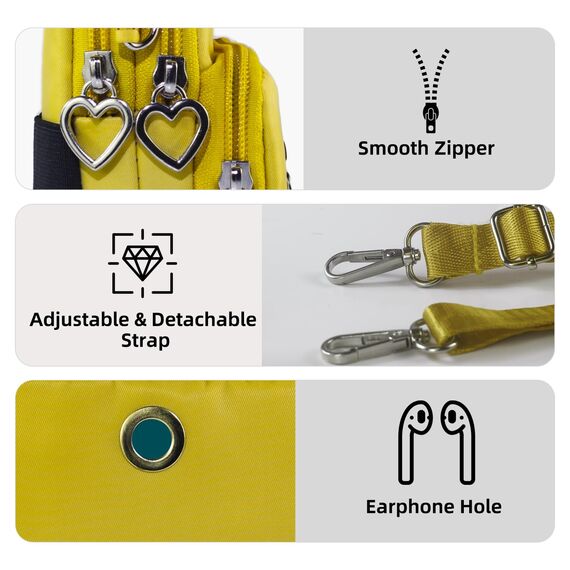 DuoLmi Umhängetasche Damen Klein, Crossbody Tasche für Damen, Nylon Handy Mini-Tasche Kleine Schultertasche Multifunktionale Handytasche, Handytasche zum Umhängen Damen