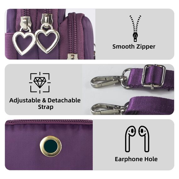 DuoLmi Umhängetasche Damen Klein, Crossbody Tasche für Damen, Nylon Handy Mini-Tasche Kleine Schultertasche Multifunktionale Handytasche, Handytasche zum Umhängen Damen