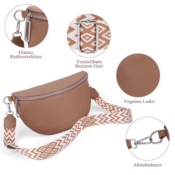 GSenhui Bauchtasche Damen Groß Umhängetasche Frauen Crossbody Bag Veganes Leder Gürteltasche Klein Handtasche für Reisen Wandern