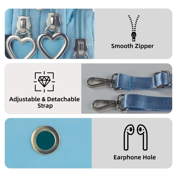 DuoLmi Umhängetasche Klein, Crossbody Tasche für Damen, Nylon Handy Mini-Tasche Kleine Schultertasche Multifunktionale Handytasche, Handytasche zum Umhängen