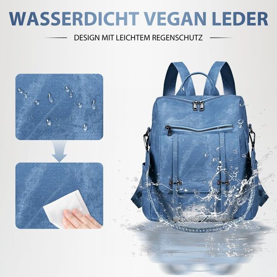 Leathario Rucksakck Damen Set Wasserdicht,Veganes Leder Cityrucksack,Rucksackhandtasche Mittelgroß, Diebstahlsich Tagesrucksack für Büro,Pendeln,Arbeit,Leicht Elegant Backpack Women Groß für Reise