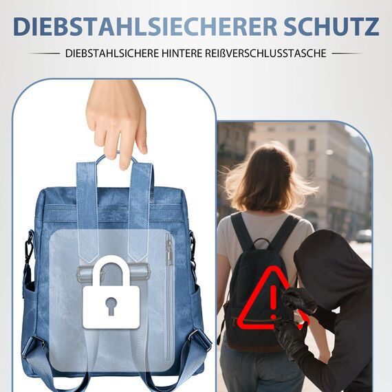 Leathario Rucksakck Damen Set Wasserdicht,Veganes Leder Cityrucksack,Rucksackhandtasche Mittelgroß, Diebstahlsich Tagesrucksack für Büro,Pendeln,Arbeit,Leicht Elegant Backpack Women Groß für Reise