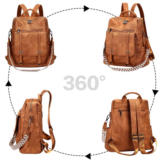 Leathario Rucksakck Damen Set Wasserdicht,Veganes Leder Cityrucksack,Rucksackhandtasche Mittelgroß, Diebstahlsich Tagesrucksack für Büro,Pendeln,Arbeit,Leicht Elegant Backpack Women Groß für Reise