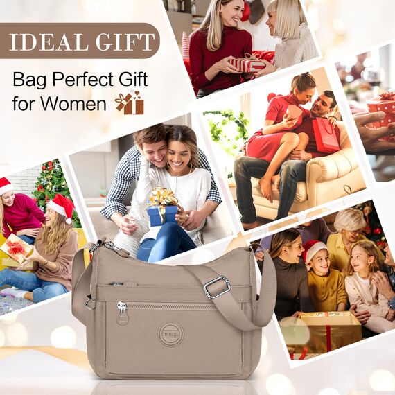 VOBUKE Umhängetasche Damen Mittelgroß Wasserdicht Nylon Crossbody Bag mit Vielen Fächern Leichte Schultertasche Verstellbarer Breitem Freizeit Kleine Messenger Bag für Einkaufen, Reisen