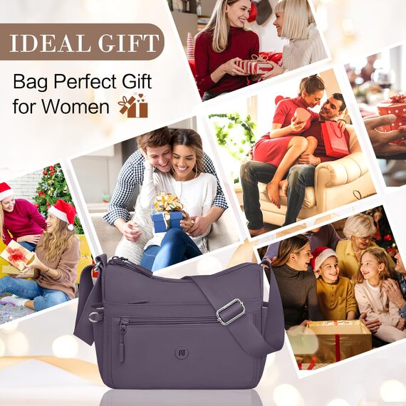 VOBUKE Umhängetasche Damen Mittelgroß Wasserdicht Nylon Crossbody Bag mit Vielen Fächern Leichte Schultertasche Verstellbarer Breitem Freizeit Kleine Messenger Bag für Einkaufen, Reisen