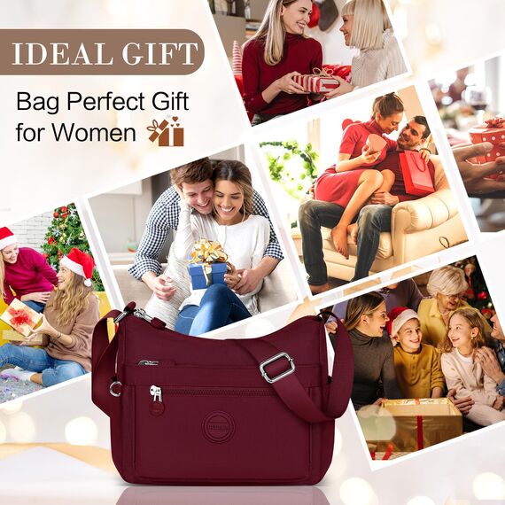 VOBUKE Umhängetasche Damen Mittelgroß Wasserdicht Nylon Crossbody Bag mit Vielen Fächern Leichte Schultertasche Verstellbarer Breitem Freizeit Kleine Messenger Bag für Einkaufen, Reisen