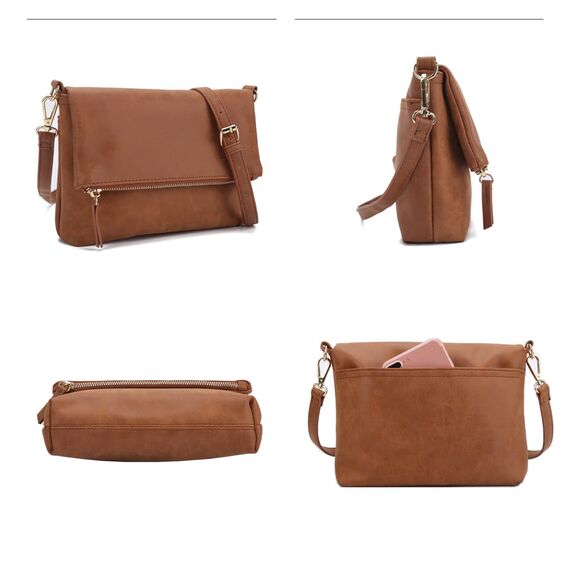 Gladdon Umhängetasche damen,Schultertasche mit Reißverschluss, Crossbody Tasche, Leder Handtasche Klein, Daypack…