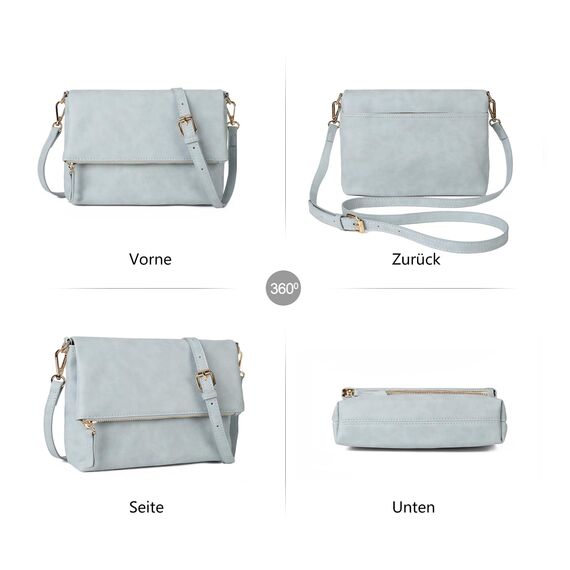 Gladdon Umhängetasche Damen Klein Handtasche,Crossbody Tasche Schultertasche Elegant Clutch Messenger PU-Leder Taschen Für Täglich Arbeit Einkaufen(Graublau)