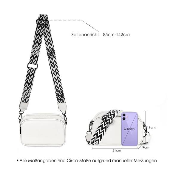 TANTOMI Umhängetasche Damen Klein, Crossbody Bag Damen Handytasche zum Umhängen, Moderne Handtasche Damen Klein mit Breitem Schultergurt, Damen Tasche Tägliches Arbeiten, Einkaufen,Reisen