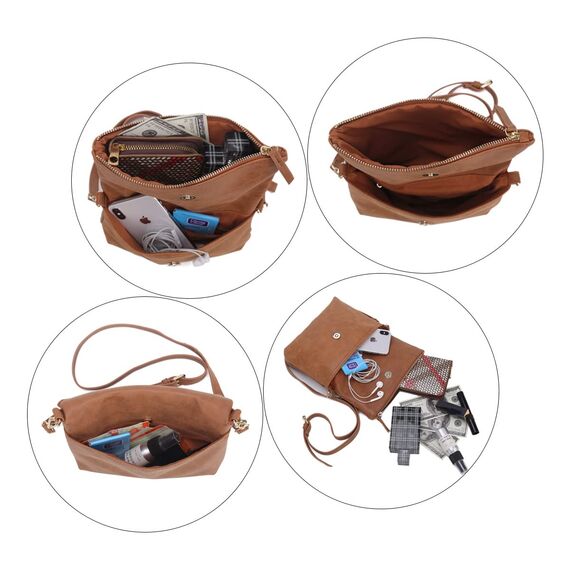 Gladdon Umhängetasche damen,Schultertasche mit Reißverschluss, Crossbody Tasche, Leder Handtasche Klein, Daypack…