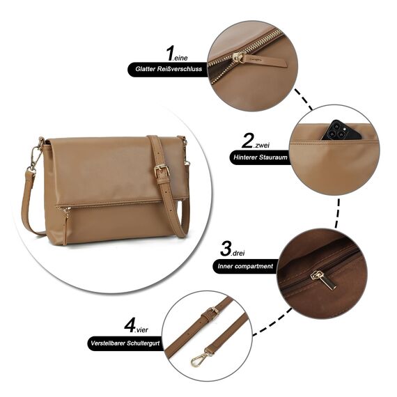 Gladdon Damen Klein Handtasche Umhängetasche,Crossbody Tasche Schultertasche Elegant Clutch Messenger PU-Leder Taschen Für Täglich Arbeit Einkaufen(Aprikose)