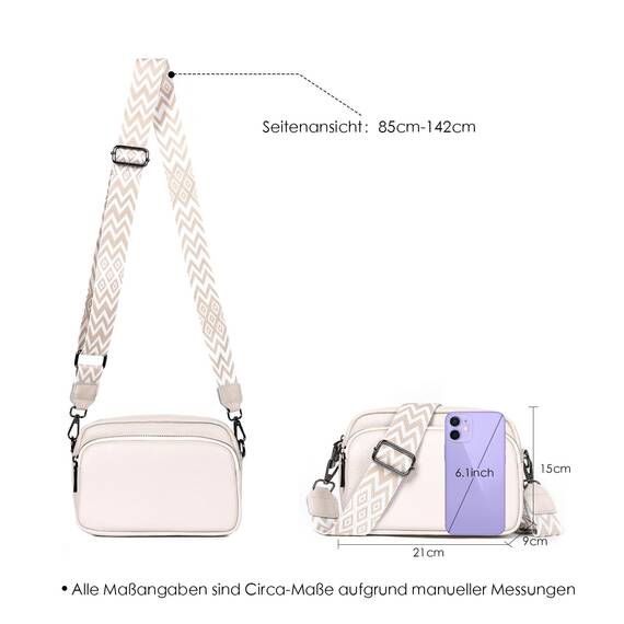 TANTOMI Umhängetasche Damen Klein, Crossbody Bag Damen Handytasche zum Umhängen, Moderne Handtasche Damen Klein mit Breitem Schultergurt, Damen Tasche Tägliches Arbeiten, Einkaufen,Reisen