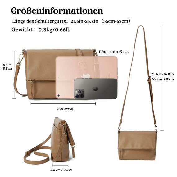 Gladdon Damen Klein Handtasche Umhängetasche,Crossbody Tasche Schultertasche Elegant Clutch Messenger PU-Leder Taschen Für Täglich Arbeit Einkaufen(Aprikose)