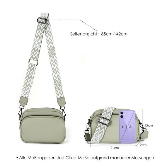 TANTOMI Umhängetasche Damen Klein, Crossbody Bag Damen Handytasche zum Umhängen, Moderne Handtasche Damen Klein mit Breitem Schultergurt, Damen Tasche Tägliches Arbeiten, Einkaufen,Reisen
