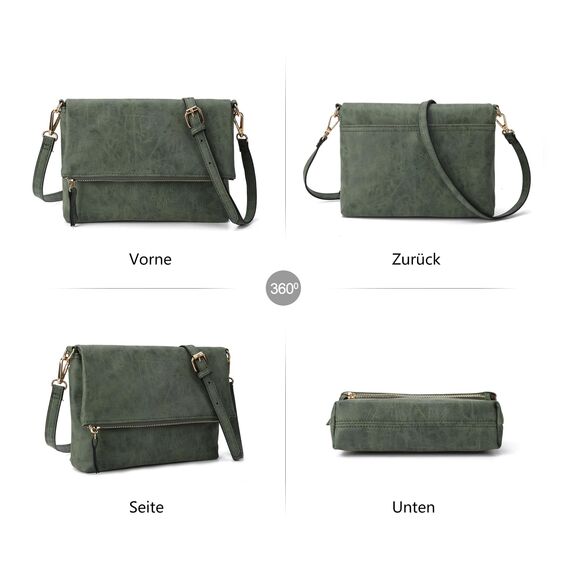 Gladdon Umhängetasche Damen Klein Handtasche,Crossbody Tasche Schultertasche Elegant Clutch Messenger PU-Leder Taschen Für Täglich Arbeit Einkaufen(Dunkelgrün)