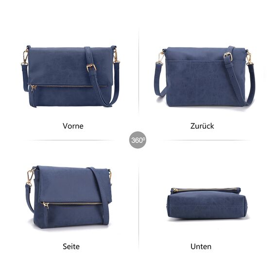 Gladdon Umhängetasche Damen Klein Handtasche,Crossbody Tasche Schultertasche Elegant Clutch Messenger PU-Leder Taschen Für Täglich Arbeit Einkaufen(Blau)