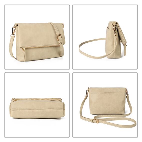 Gladdon Klein Handtasche Damen Umhängetasche,Crossbody Tasche Schultertasche Elegant Clutch Messenger PU-Leder Taschen Für Täglich Arbeit Einkaufen(Beige)