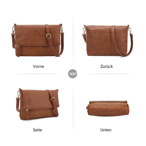 Gladdon Umhängetasche Damen Klein Handtasche,Crossbody Tasche Schultertasche Elegant Clutch Messenger PU-Leder Taschen Für Täglich Arbeit Einkaufen(Braun)