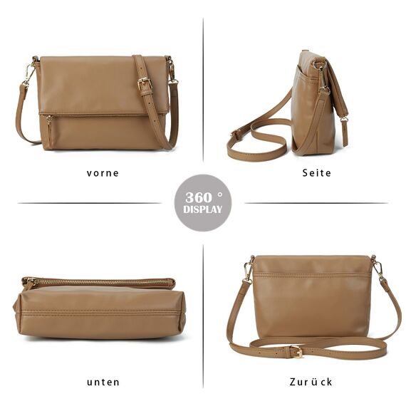 Gladdon Damen Klein Handtasche Umhängetasche,Crossbody Tasche Schultertasche Elegant Clutch Messenger PU-Leder Taschen Für Täglich Arbeit Einkaufen(Aprikose)