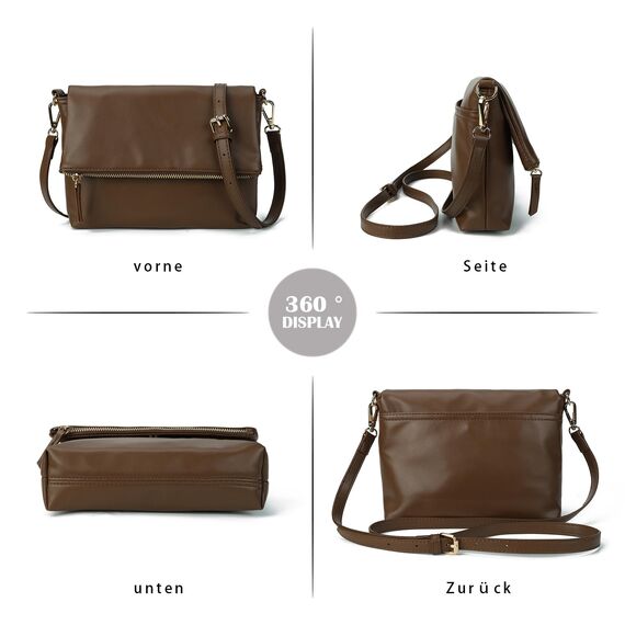 Gladdon Damen Klein Handtasche Umhängetasche,Crossbody Tasche Schultertasche Elegant Clutch Messenger PU-Leder Taschen Für Täglich Arbeit Einkaufen(Kaffeebraun)