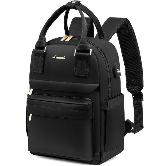 LOVEVOOK Rucksack Damen Klein, Wasserdicht Cityrucksack Handtasche 2 in 1, Mini Tasche Daypack Backpack Women Elegant für Freizeit Schule Reisen Arbeit, Schwarz