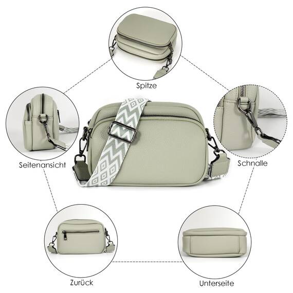 TANTOMI Umhängetasche Damen Klein, Crossbody Bag Damen Handytasche zum Umhängen, Moderne Handtasche Damen Klein mit Breitem Schultergurt, Damen Tasche Tägliches Arbeiten, Einkaufen,Reisen