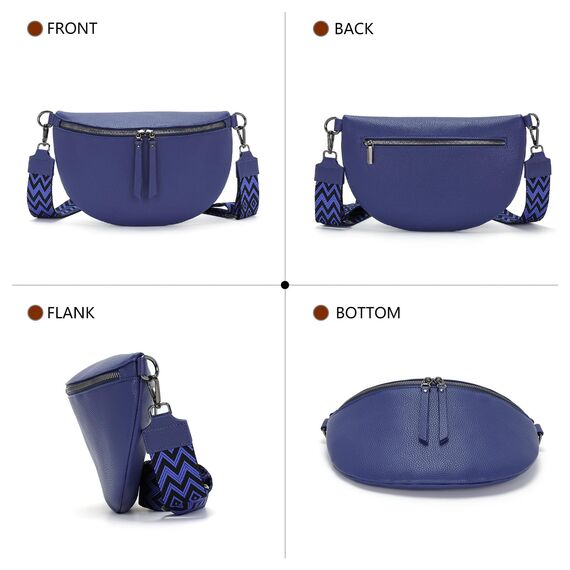 Vezluax 30x20cm umhängetasche Damen Bauchtasche Damen Groß Vegan Leder Crossbody Bag stylisch Frauen mit breitem Gurt Dark Blue