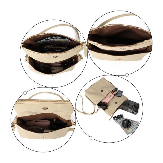 Gladdon Klein Handtasche Damen Umhängetasche,Crossbody Tasche Schultertasche Elegant Clutch Messenger PU-Leder Taschen Für Täglich Arbeit Einkaufen(Beige)