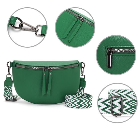 Vezluax 30x20cm umhängetasche Damen Bauchtasche Damen Groß Vegan Leder Crossbody Bag stylisch Gürteltasche Brusttasche Frauen mit breitem Gurt Mintgrün