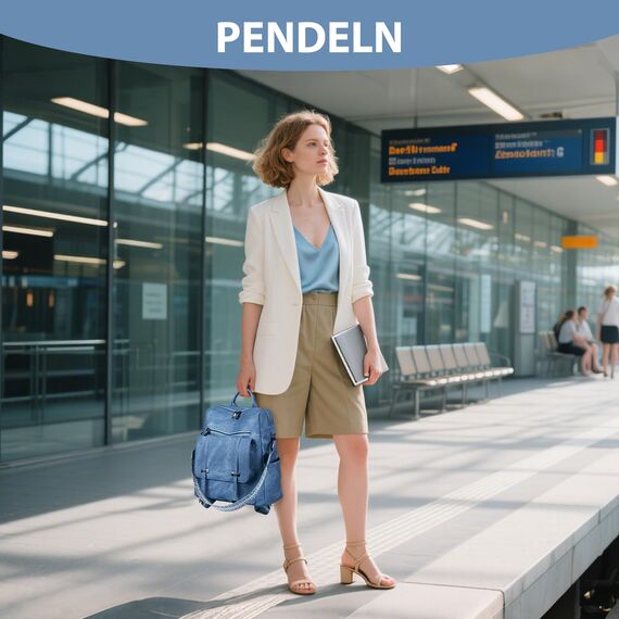 Leathario Rucksakck Damen Wasserdicht,Veganes Leder Cityrucksack,Rucksackhandtasche Mittelgroß, Diebstahlsich Tagesrucksack für Büro,Pendeln,Arbeit,Leicht Elegant Backpack Women Groß für Reise,Blau