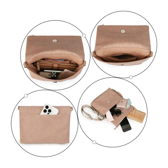 Gladdon Umhängetasche damen,Schultertasche mit Reißverschluss, Crossbody Tasche, Leder Handtasche Klein, Daypack……